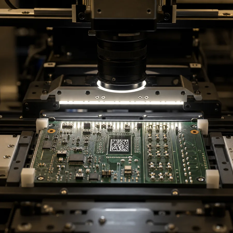 an electronic board under an AOI camera