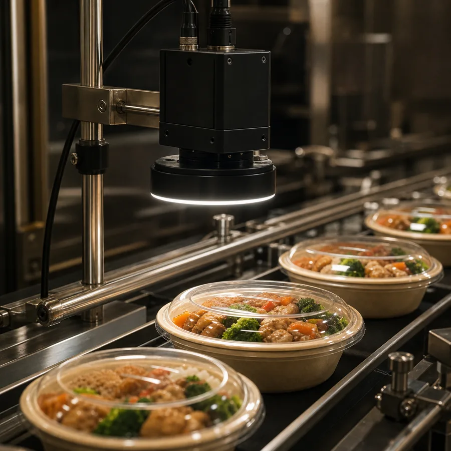 a ready-meal tray under the camera